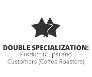 double specialization: Product (cups) and Clients (Coffee roasters)