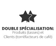 Double especialisation: Produits (tasses) e Clients (torréfacteurs de café)